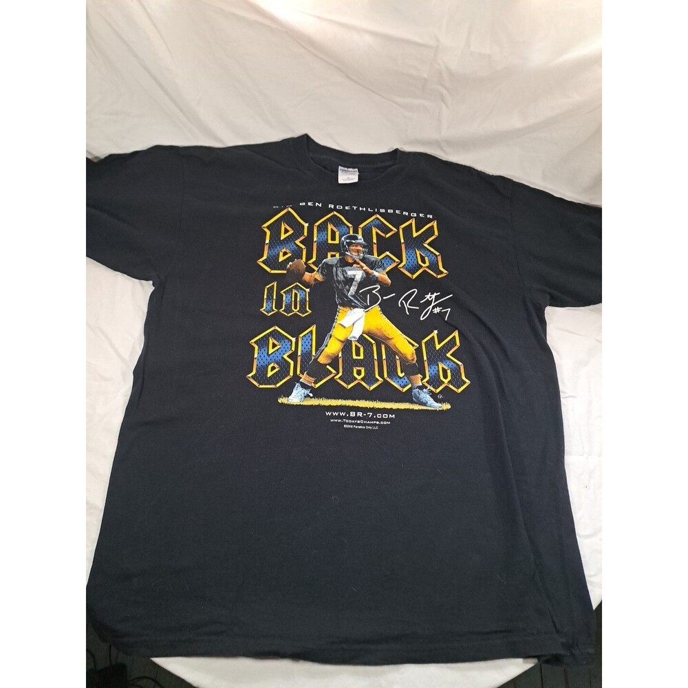 Vtg NFL Pittsburgh Steelers Big Ben Roethlisberger T Shirt Tee XL Back In Black